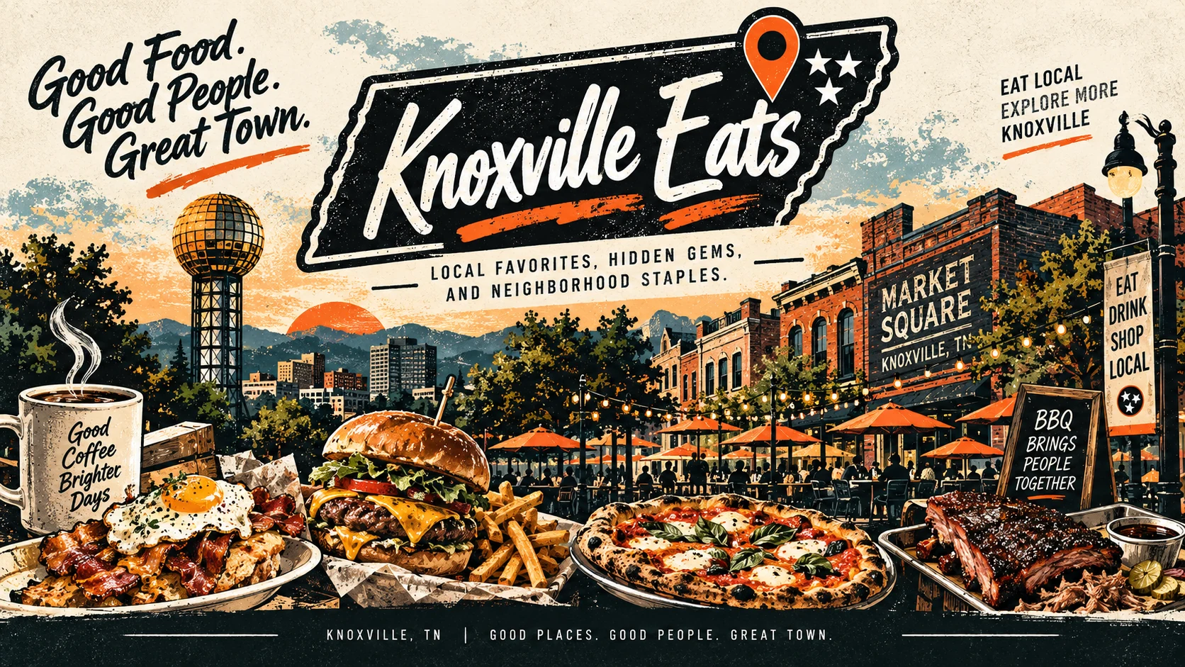 Original LocalKnox Knoxville eateries illustration